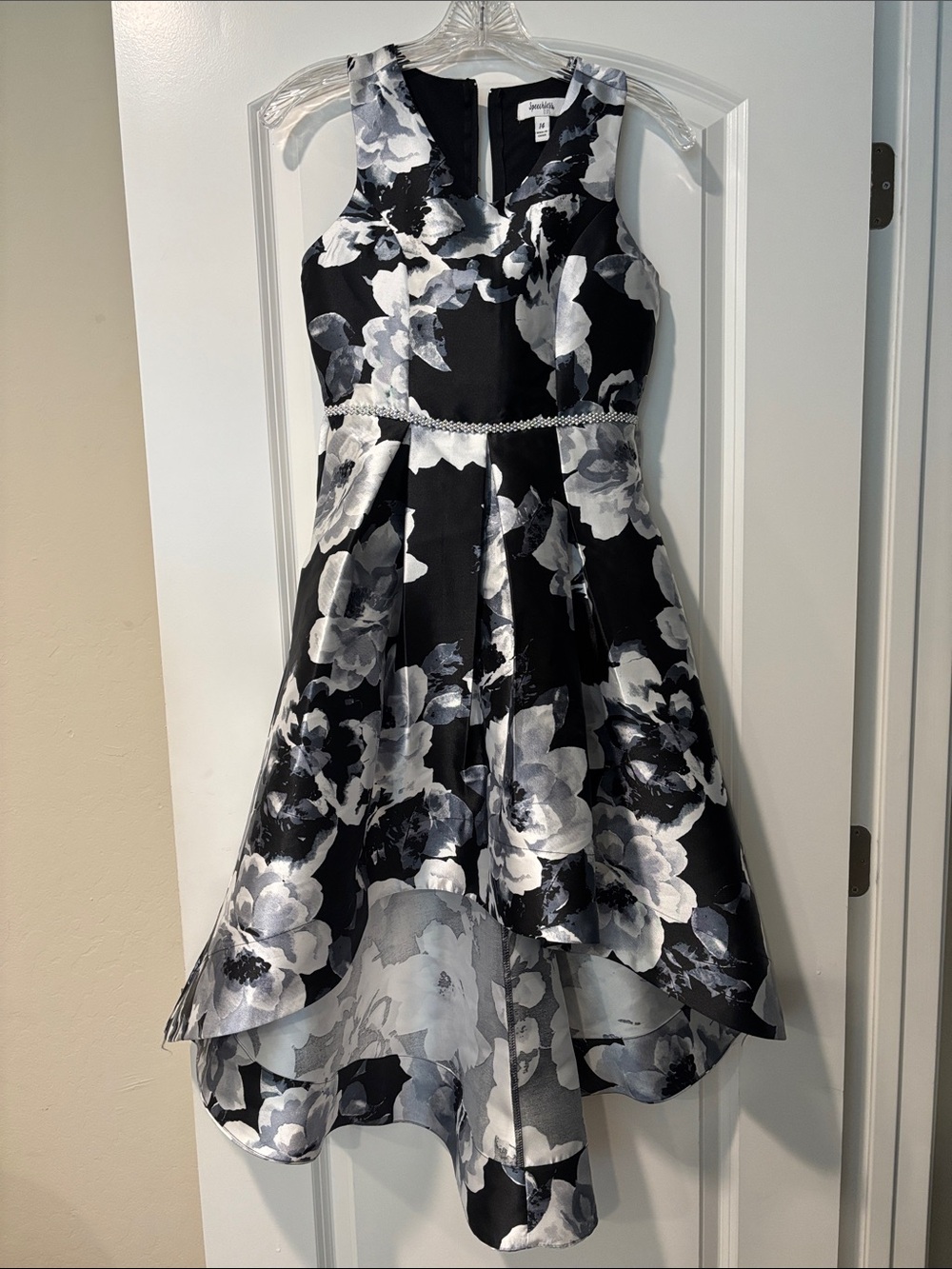 Speechless Black and Silver Floral High-Low Girls Dress